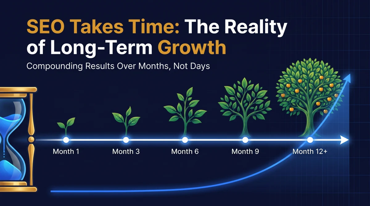 SEO results are delayed — it takes 6 to 12 months to see compounding organic growth